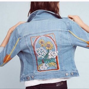 ANTHROPOLOGIE PILCRO EMBROIDERED DENIM JACKET